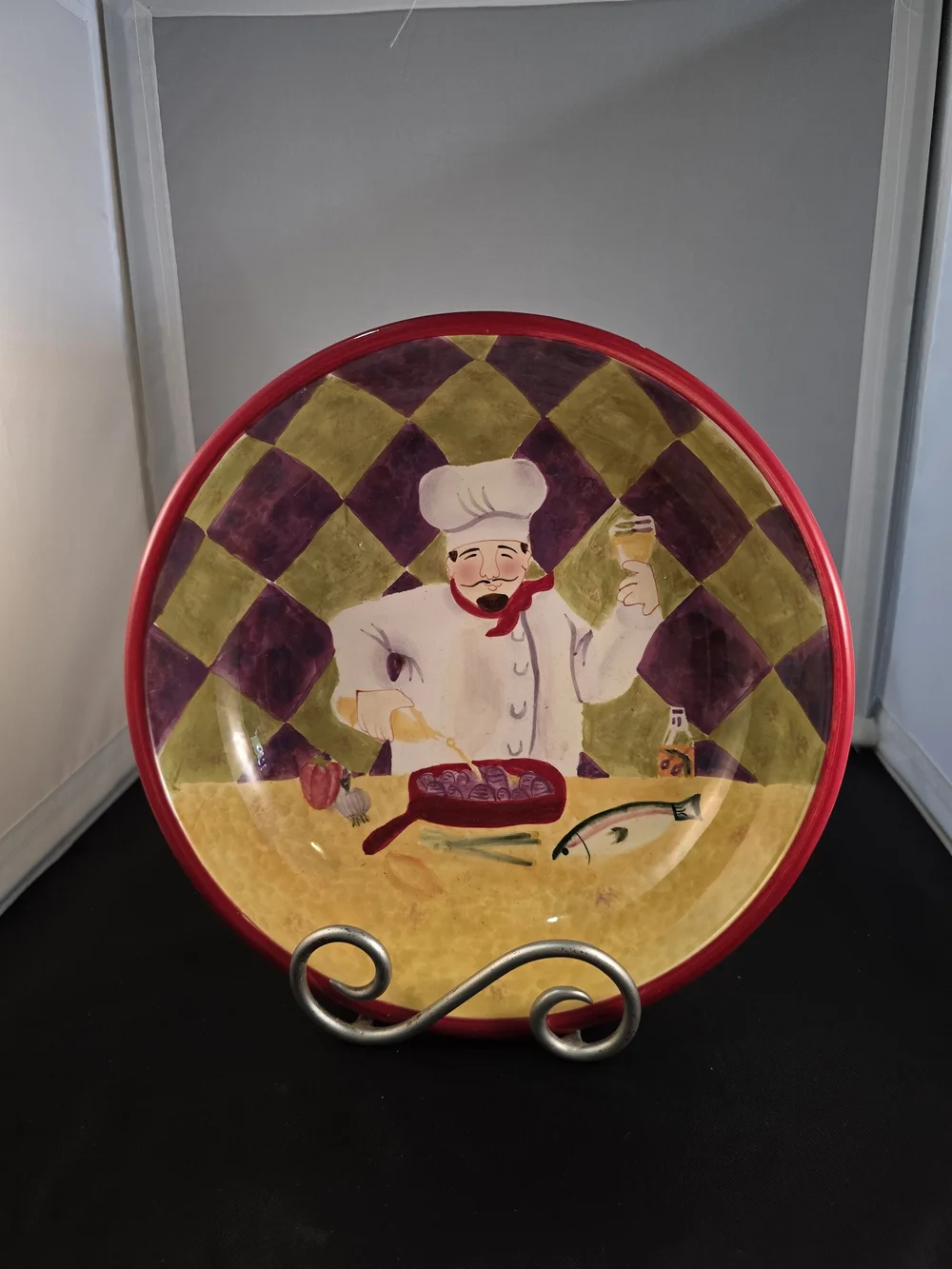 Certified International Yellow Rim Chef Decorative Dinner Plate